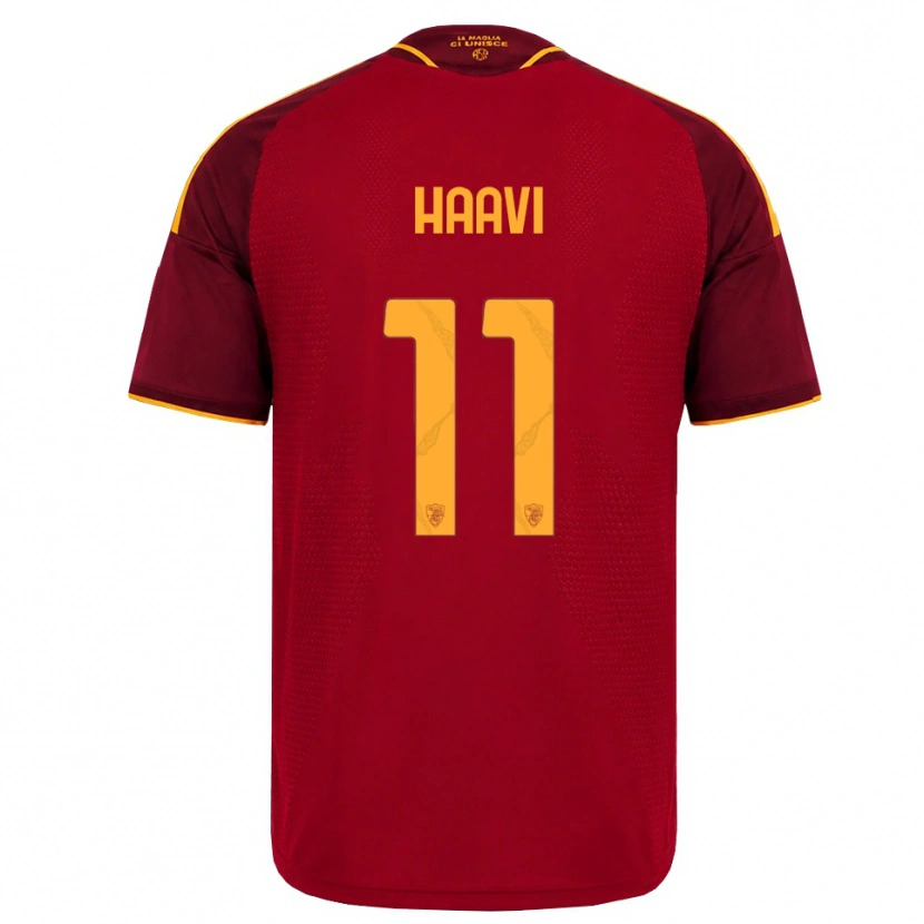 Danxen Bambino Maglia Emilie Haavi #11 Rosso Giallo Dorato Kit Gara Home 2026/27 Maglietta