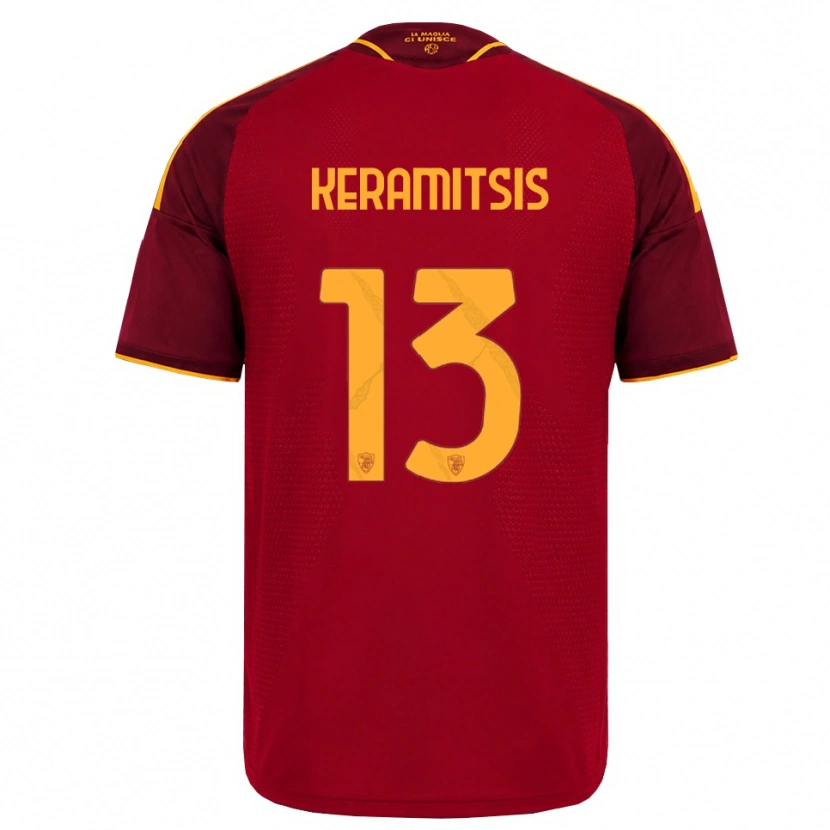 Danxen Bambino Maglia Dimitrios Keramitsis #13 Rosso Giallo Dorato Kit Gara Home 2026/27 Maglietta
