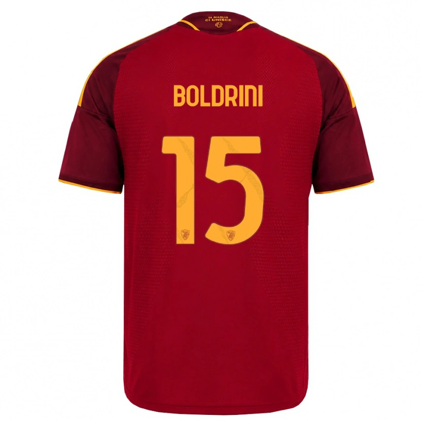Danxen Bambino Maglia Mattia Boldrini #15 Rosso Giallo Dorato Kit Gara Home 2026/27 Maglietta
