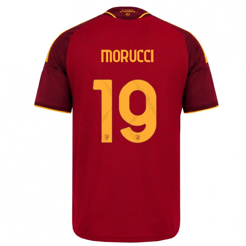Danxen Bambino Maglia Edoardo Morucci #19 Rosso Giallo Dorato Kit Gara Home 2026/27 Maglietta