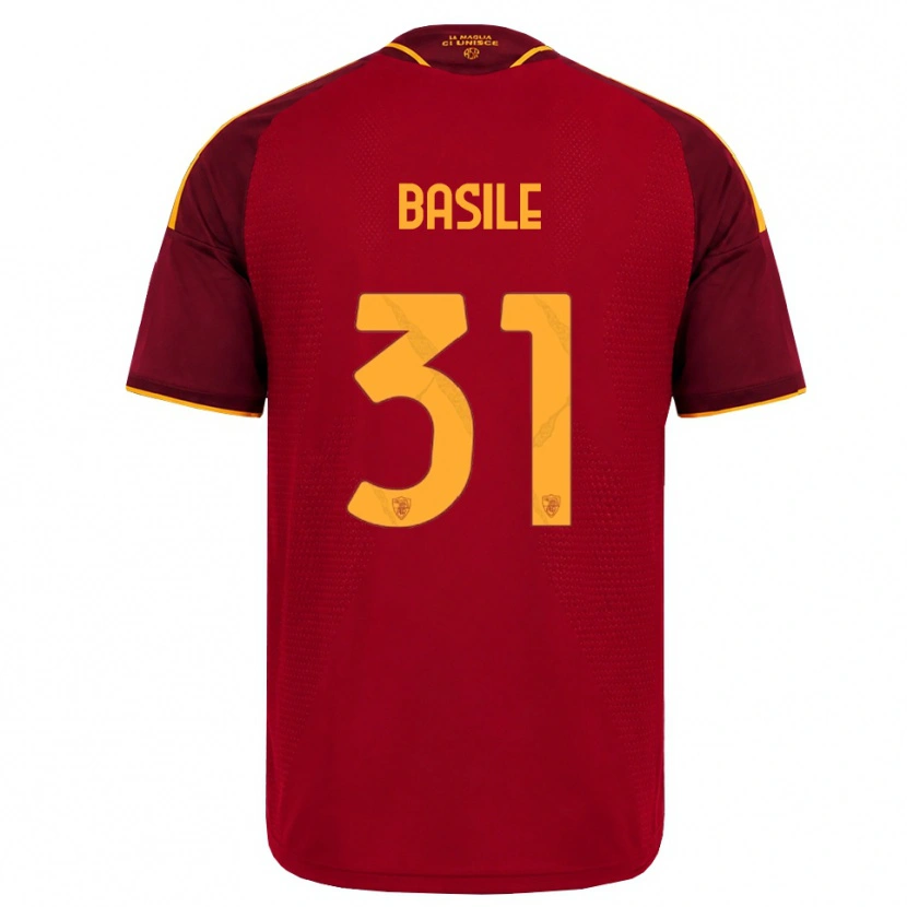 Danxen Bambino Maglia Filippo Basile #31 Rosso Giallo Dorato Kit Gara Home 2026/27 Maglietta