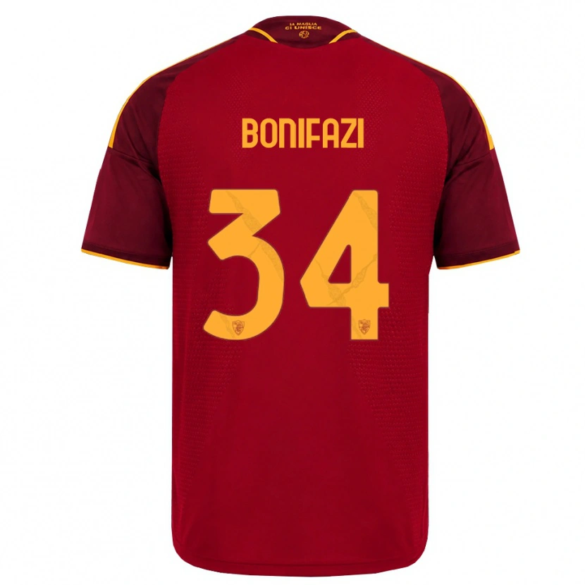 Danxen Bambino Maglia Giampaolo Bonifazi #34 Rosso Giallo Dorato Kit Gara Home 2026/27 Maglietta