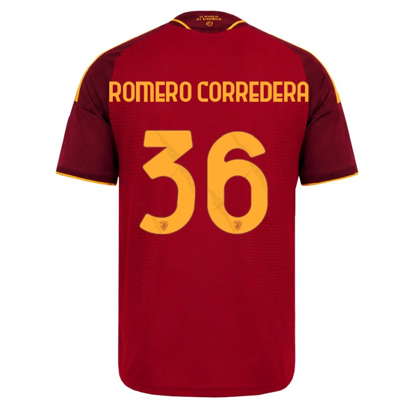 Danxen Bambino Maglia Miguel Romero Corredera #36 Rosso Giallo Dorato Kit Gara Home 2026/27 Maglietta