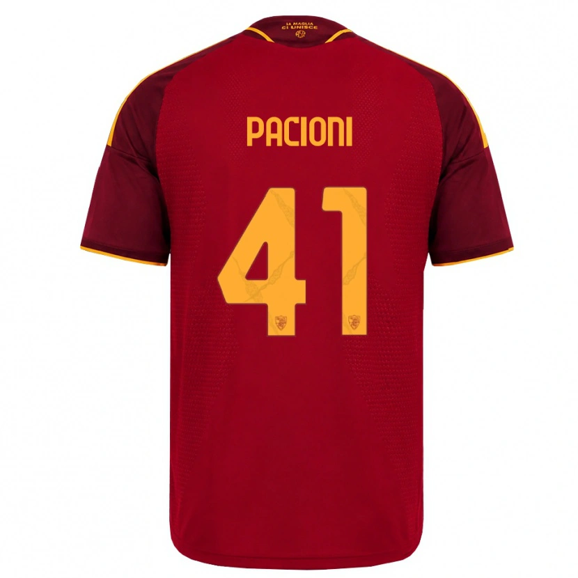 Danxen Bambino Maglia Eleonora Pacioni #41 Rosso Giallo Dorato Kit Gara Home 2026/27 Maglietta