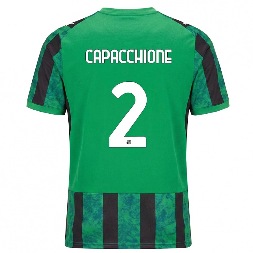 Danxen Bambino Maglia Cristian Capacchione #2 Verde Nero Bianco Kit Gara Home 2026/27 Maglietta