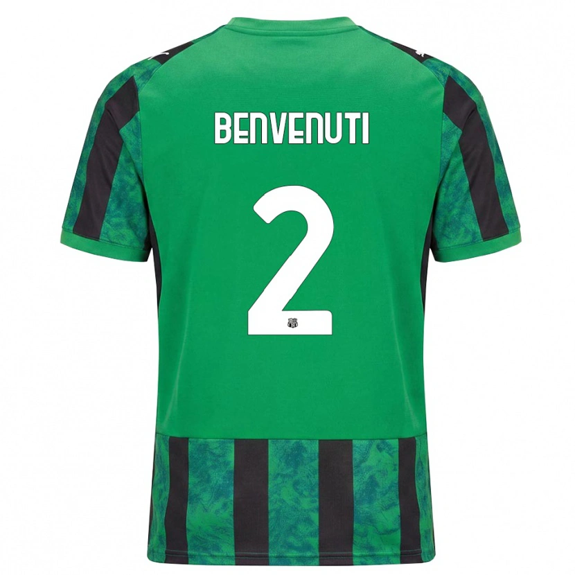 Danxen Bambino Maglia Giacomo Benvenuti #2 Verde Nero Bianco Kit Gara Home 2026/27 Maglietta
