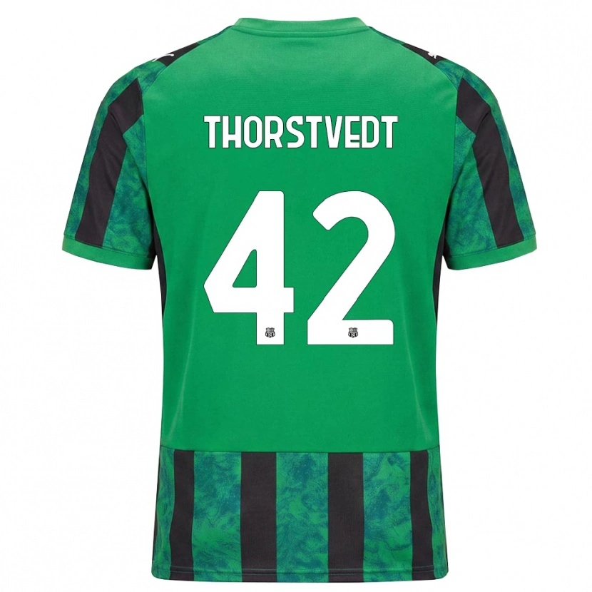 Danxen Bambino Maglia Kristian Thorstvedt #42 Verde Nero Bianco Kit Gara Home 2026/27 Maglietta