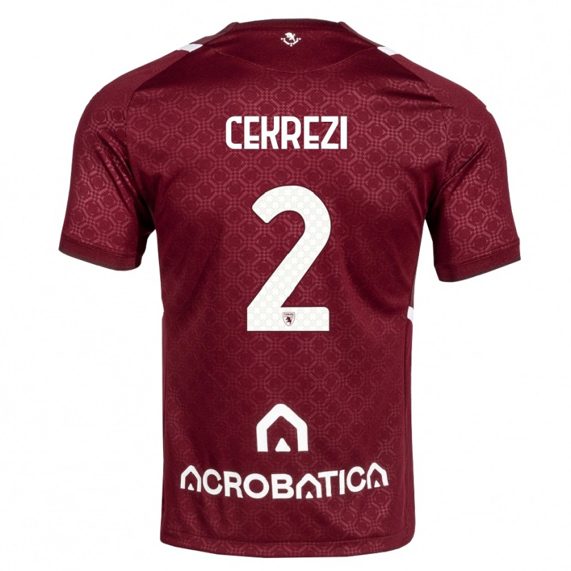 Danxen Bambino Maglia Lucas Cekrezi #2 Borgogna Bianco Kit Gara Home 2026/27 Maglietta