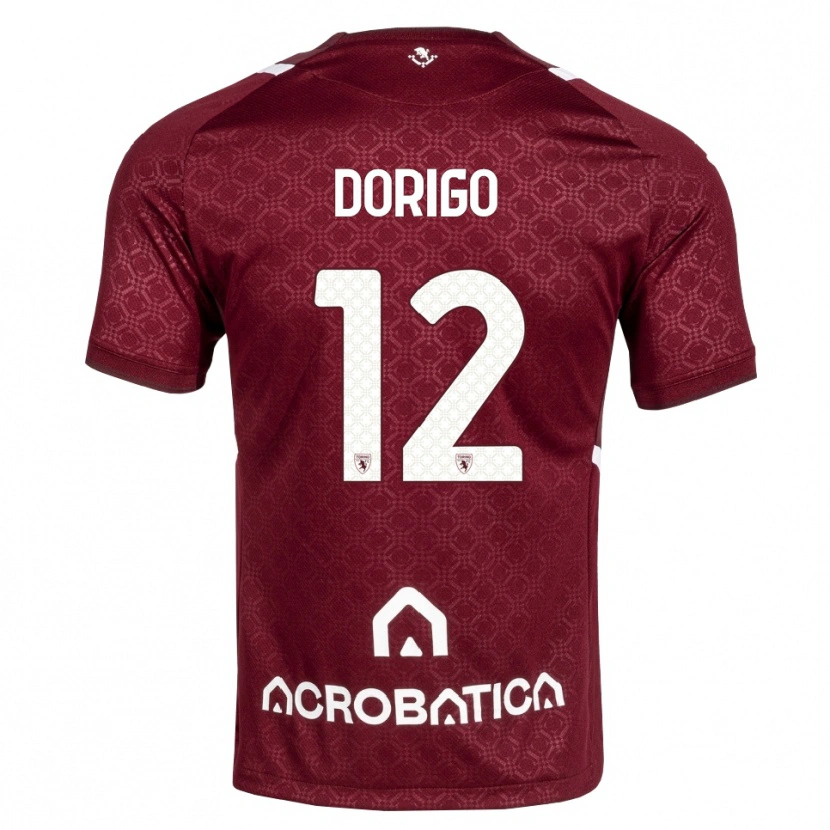 Danxen Bambino Maglia Andrea Dorigo #12 Borgogna Bianco Kit Gara Home 2026/27 Maglietta