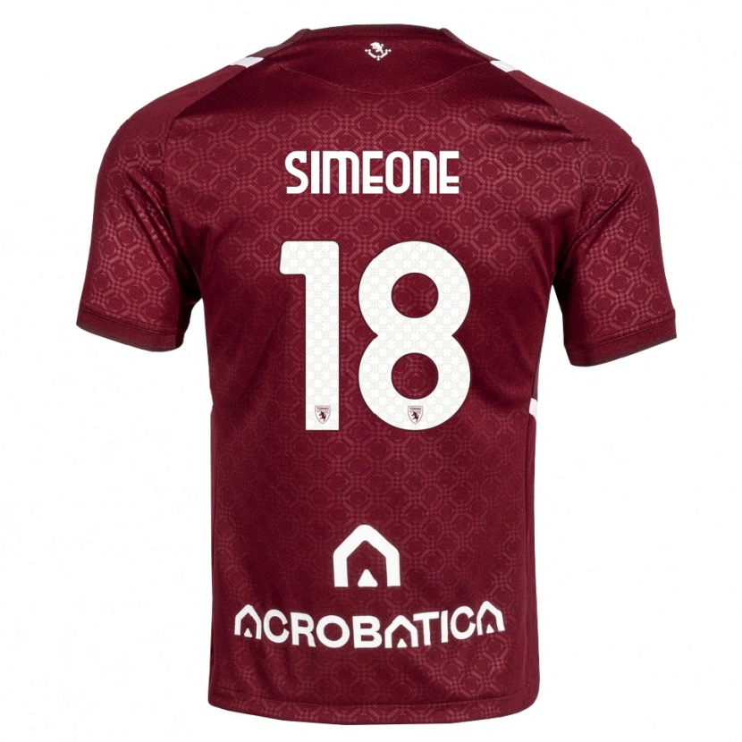 Danxen Bambino Maglia Giovanni Simeone #18 Borgogna Bianco Kit Gara Home 2026/27 Maglietta