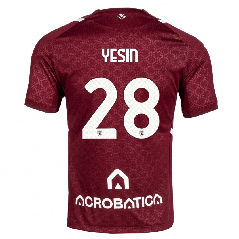 Danxen Bambino Maglia Demyan Yesin #28 Borgogna Bianco Kit Gara Home 2026/27 Maglietta