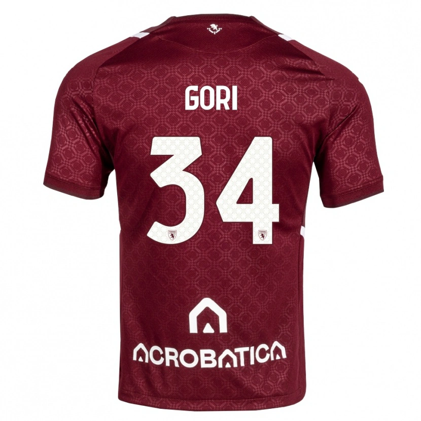 Danxen Bambino Maglia Gabriele Gori #34 Borgogna Bianco Kit Gara Home 2026/27 Maglietta