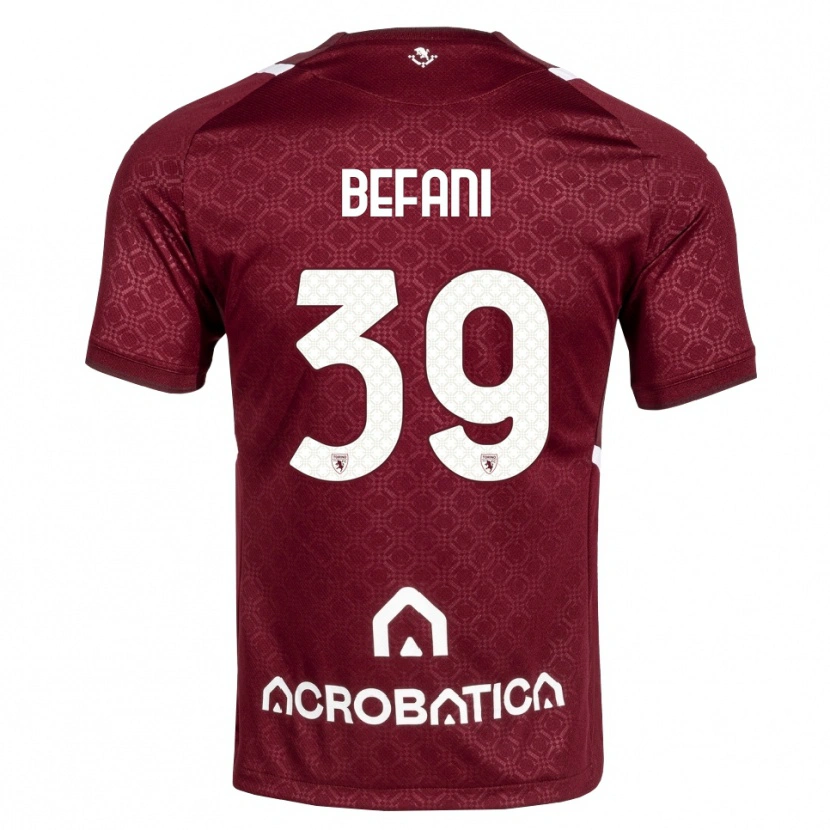 Danxen Bambino Maglia Haron Befani #39 Borgogna Bianco Kit Gara Home 2026/27 Maglietta