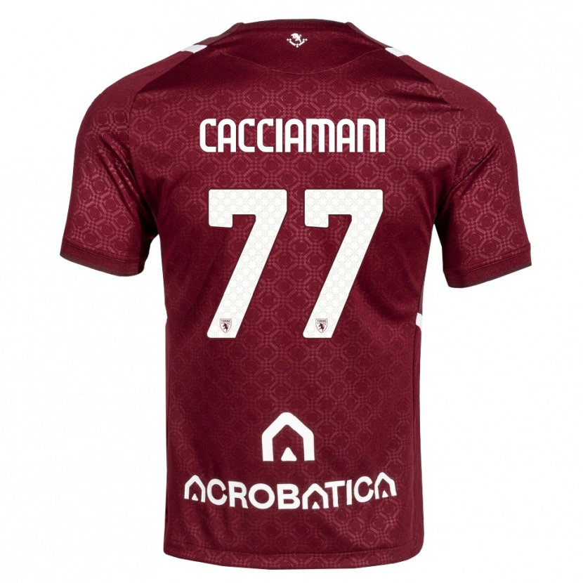 Danxen Bambino Maglia Alessio Cacciamani #77 Borgogna Bianco Kit Gara Home 2026/27 Maglietta
