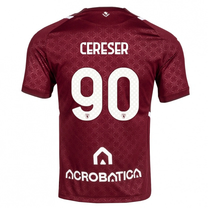Danxen Bambino Maglia Francesco Cereser #90 Borgogna Bianco Kit Gara Home 2026/27 Maglietta