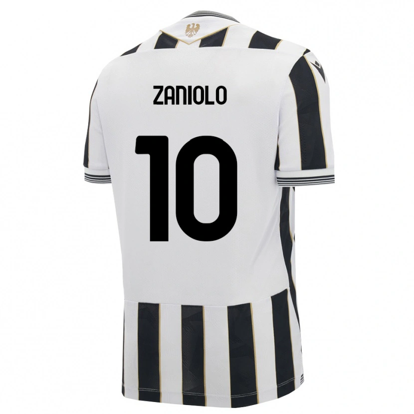 Danxen Bambino Maglia Nicolò Zaniolo #10 Nero Bianco Rosa Kit Gara Home 2026/27 Maglietta