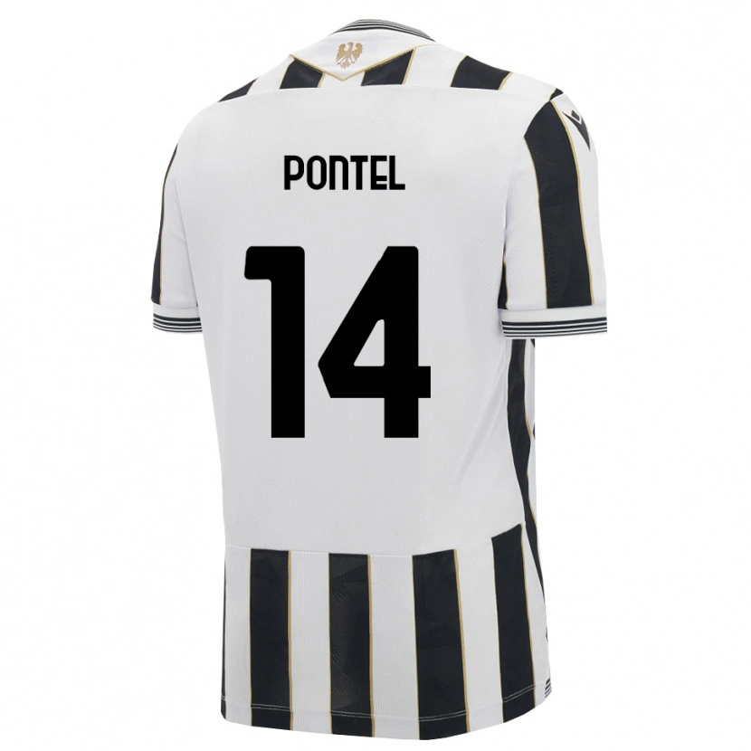 Danxen Bambino Maglia Simone Pontel #14 Nero Bianco Rosa Kit Gara Home 2026/27 Maglietta