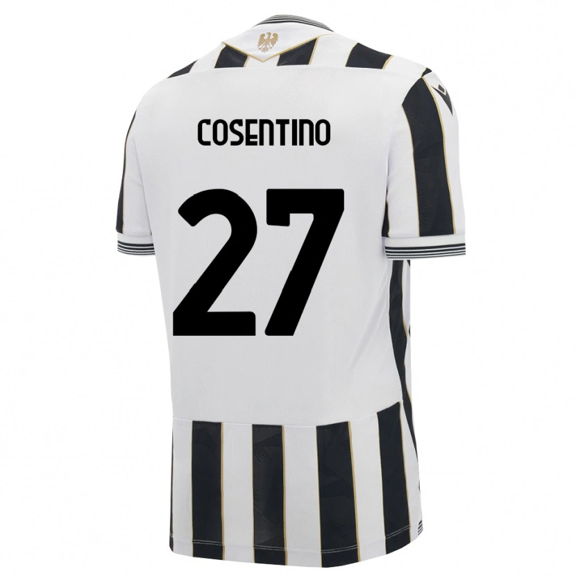 Danxen Bambino Maglia Sergio Cosentino #27 Nero Bianco Rosa Kit Gara Home 2026/27 Maglietta