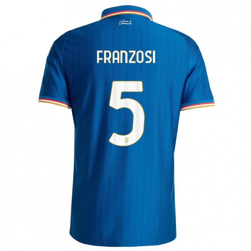 Danxen Bambino Maglia Edoardo Franzosi #5 Blu Bianco Rosso Kit Gara Home 2026/27 Maglietta