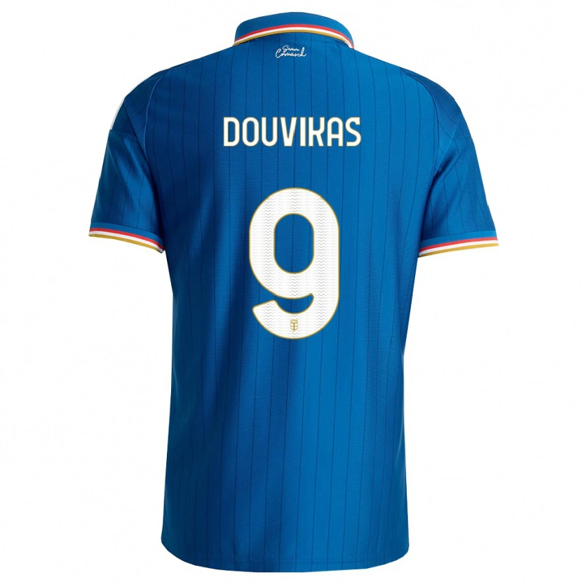 Danxen Bambino Maglia Anastasios Douvikas #9 Blu Bianco Rosso Kit Gara Home 2026/27 Maglietta