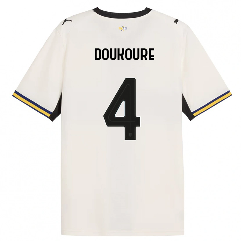 Danxen Bambino Maglia Vamoussa Doukoure #4 Bianco Avorio Nero Giallo Kit Gara Home 2026/27 Maglietta