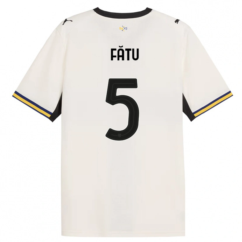 Danxen Bambino Maglia Rareș Fătu #5 Bianco Avorio Nero Giallo Kit Gara Home 2026/27 Maglietta