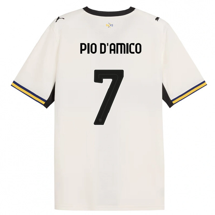 Danxen Bambino Maglia Dario Pio D'amico #7 Bianco Avorio Nero Giallo Kit Gara Home 2026/27 Maglietta