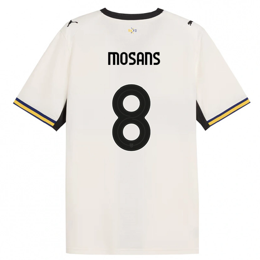 Danxen Bambino Maglia Kristaps Mosans #8 Bianco Avorio Nero Giallo Kit Gara Home 2026/27 Maglietta