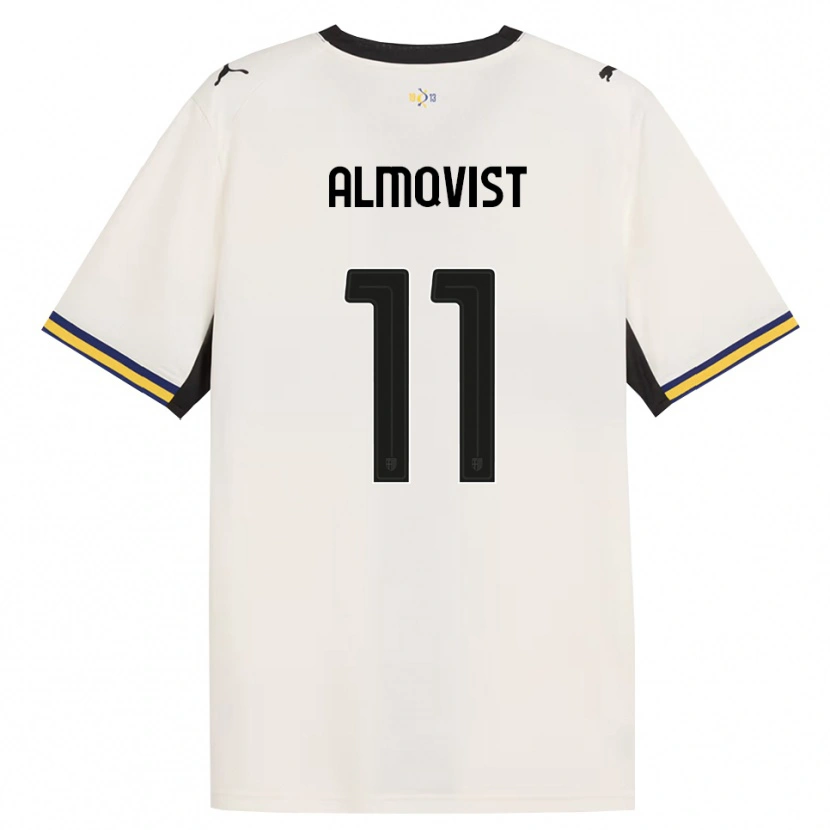 Danxen Bambino Maglia Pontus Almqvist #11 Bianco Avorio Nero Giallo Kit Gara Home 2026/27 Maglietta