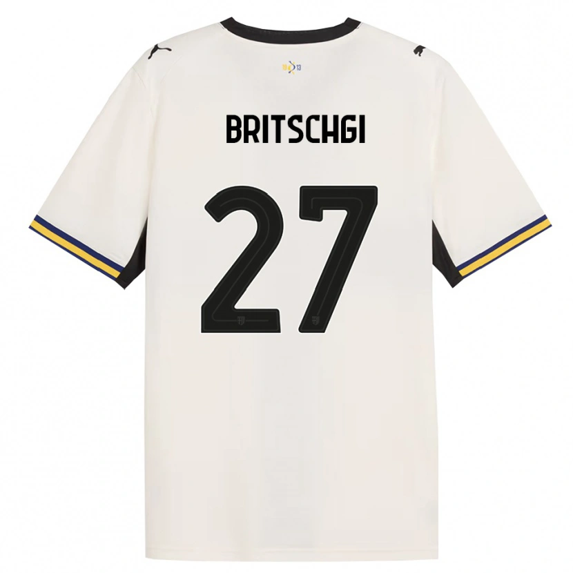 Danxen Bambino Maglia Sascha Britschgi #27 Bianco Avorio Nero Giallo Kit Gara Home 2026/27 Maglietta
