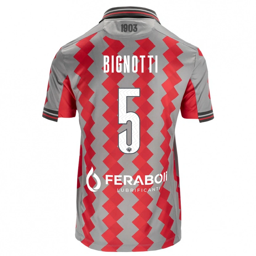 Danxen Bambino Maglia Francesco Bignotti #5 Grigio Rosso Bianco Kit Gara Home 2026/27 Maglietta