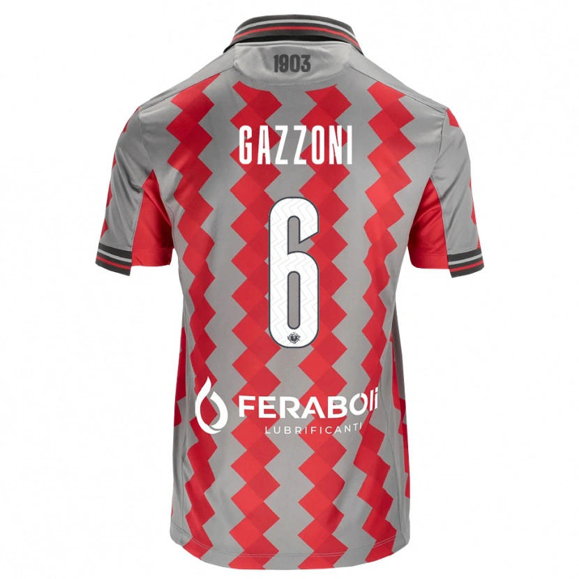 Danxen Bambino Maglia Matteo Gazzoni #6 Grigio Rosso Bianco Kit Gara Home 2026/27 Maglietta