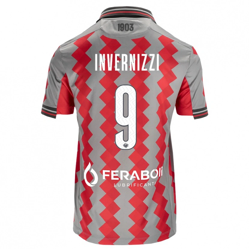 Danxen Bambino Maglia Leonardo Invernizzi #9 Grigio Rosso Bianco Kit Gara Home 2026/27 Maglietta