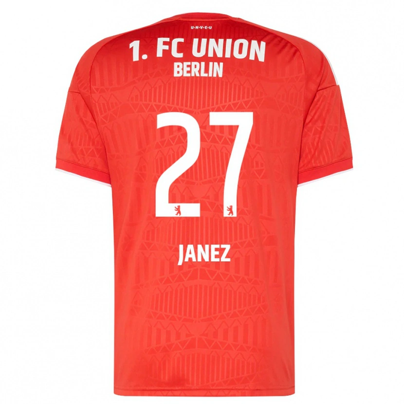 Danxen Bambino Maglia Korina Janež #27 Rosso Bianco Kit Gara Home 2026/27 Maglietta