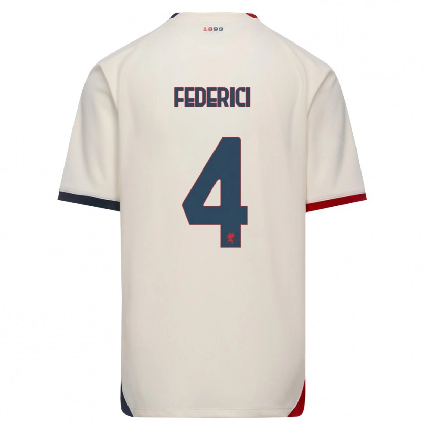 Danxen Bambino Maglia Matteo Federici #4 Bianco Avorio Rosso Kit Gara Away 2026/27 Maglietta