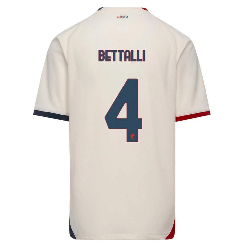 Danxen Bambino Maglia Giorgia Bettalli #4 Bianco Avorio Rosso Kit Gara Away 2026/27 Maglietta
