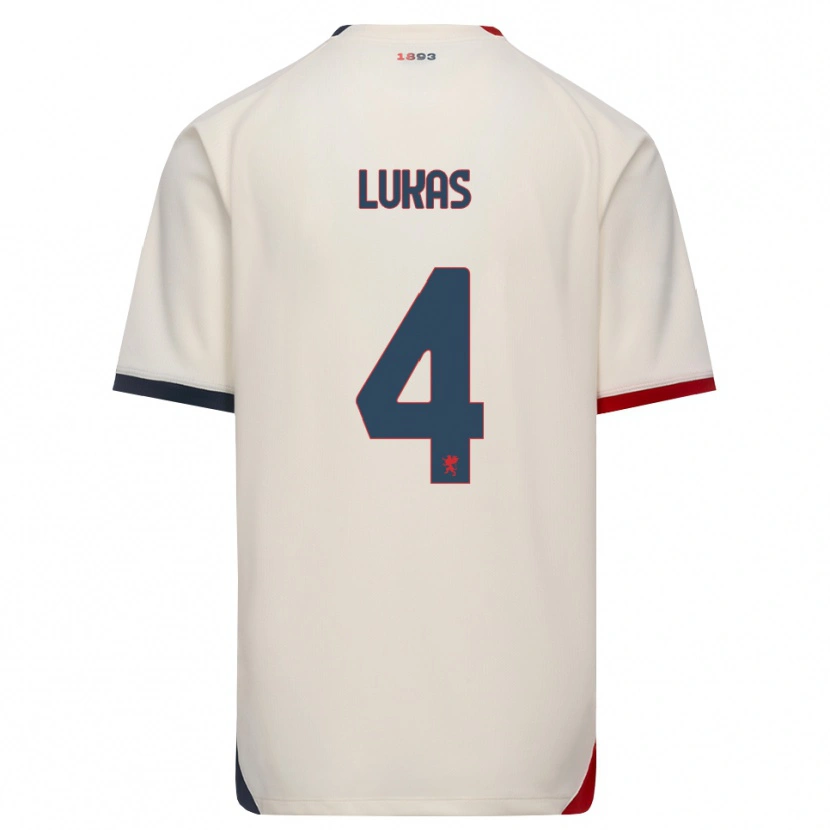 Danxen Bambino Maglia Deividas Lukas #4 Bianco Avorio Rosso Kit Gara Away 2026/27 Maglietta