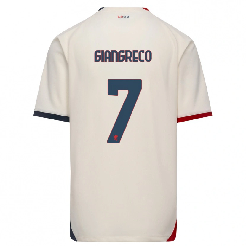 Danxen Bambino Maglia Nicolò Giangreco #7 Bianco Avorio Rosso Kit Gara Away 2026/27 Maglietta