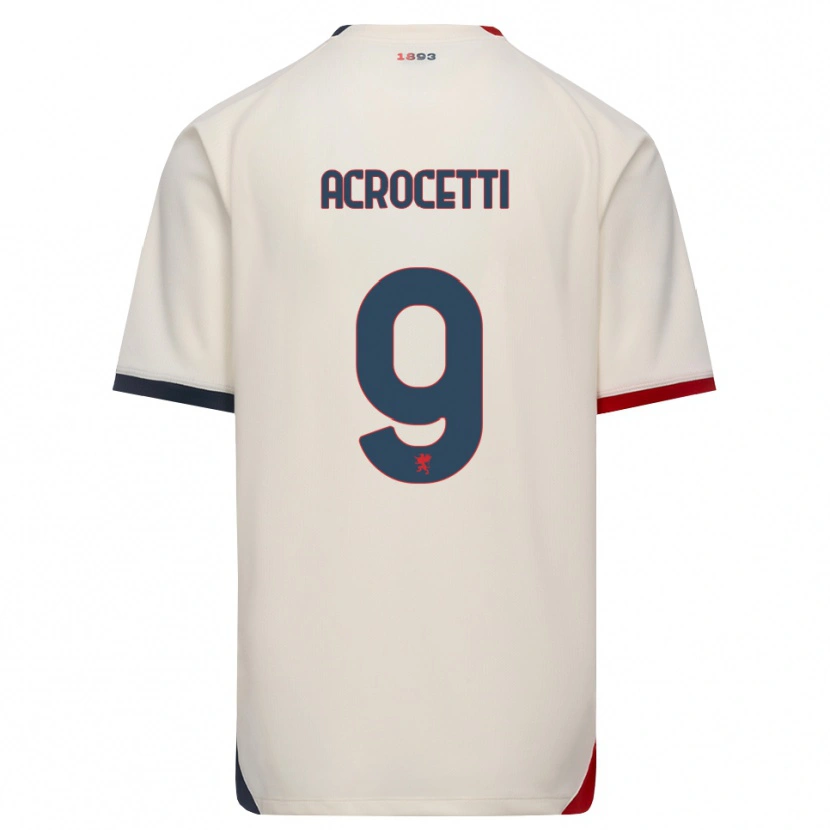 Danxen Bambino Maglia Edoardo Acrocetti #9 Bianco Avorio Rosso Kit Gara Away 2026/27 Maglietta
