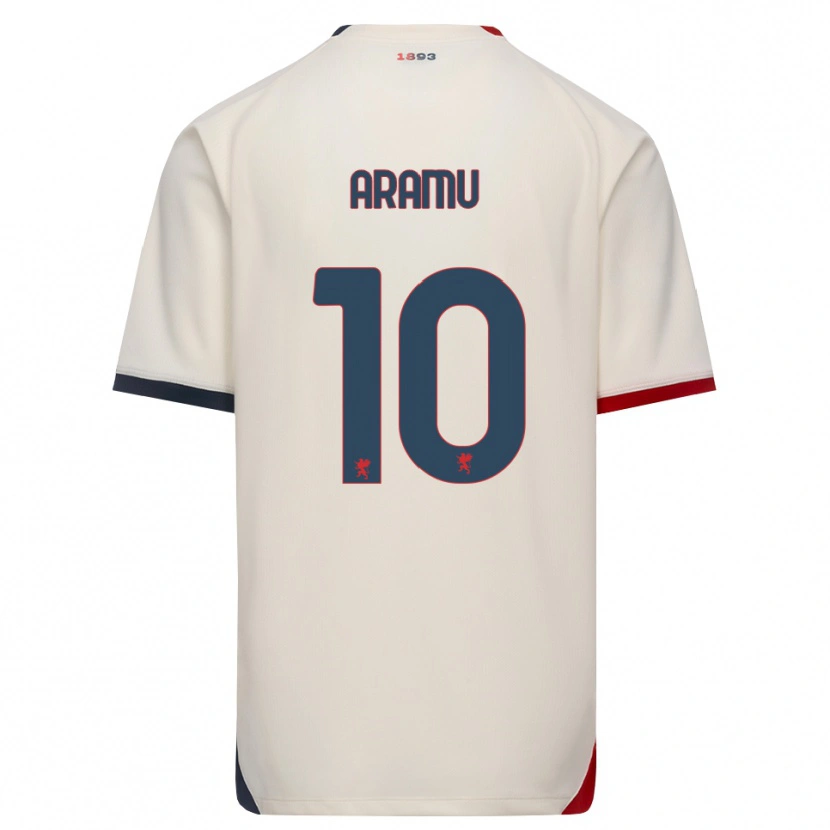 Danxen Bambino Maglia Mattia Aramu #10 Bianco Avorio Rosso Kit Gara Away 2026/27 Maglietta
