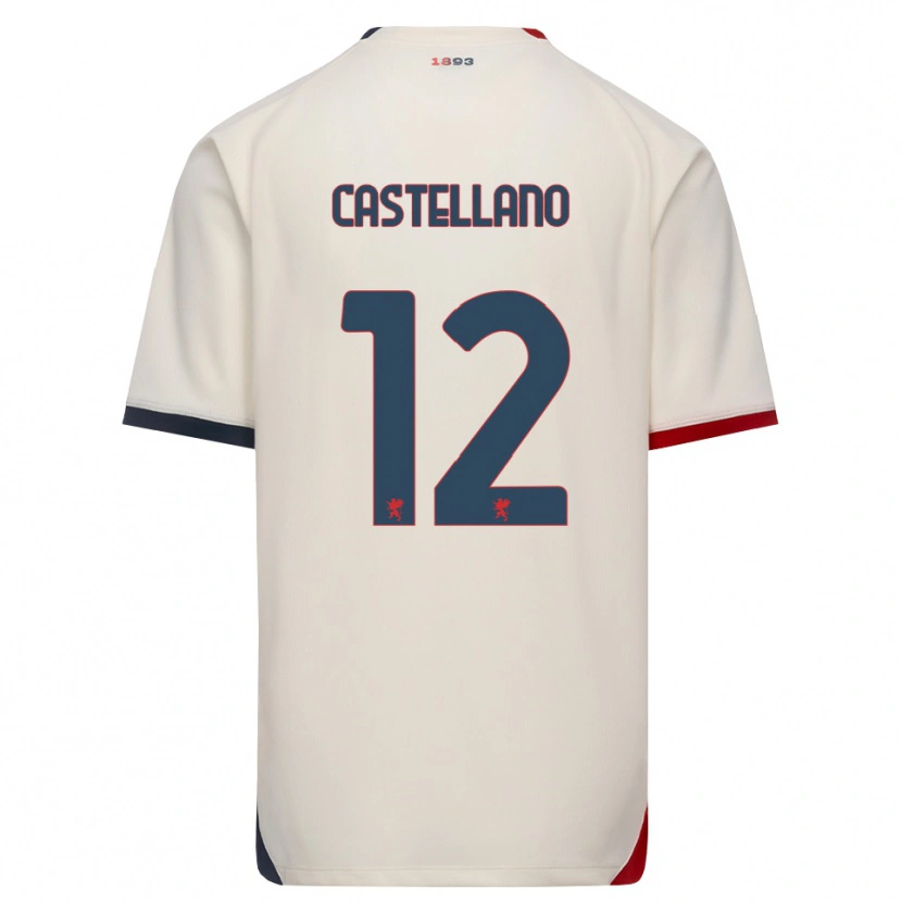 Danxen Bambino Maglia Cristiano Castellano #12 Bianco Avorio Rosso Kit Gara Away 2026/27 Maglietta