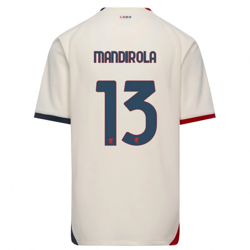 Danxen Bambino Maglia Gabriele Mandirola #13 Bianco Avorio Rosso Kit Gara Away 2026/27 Maglietta
