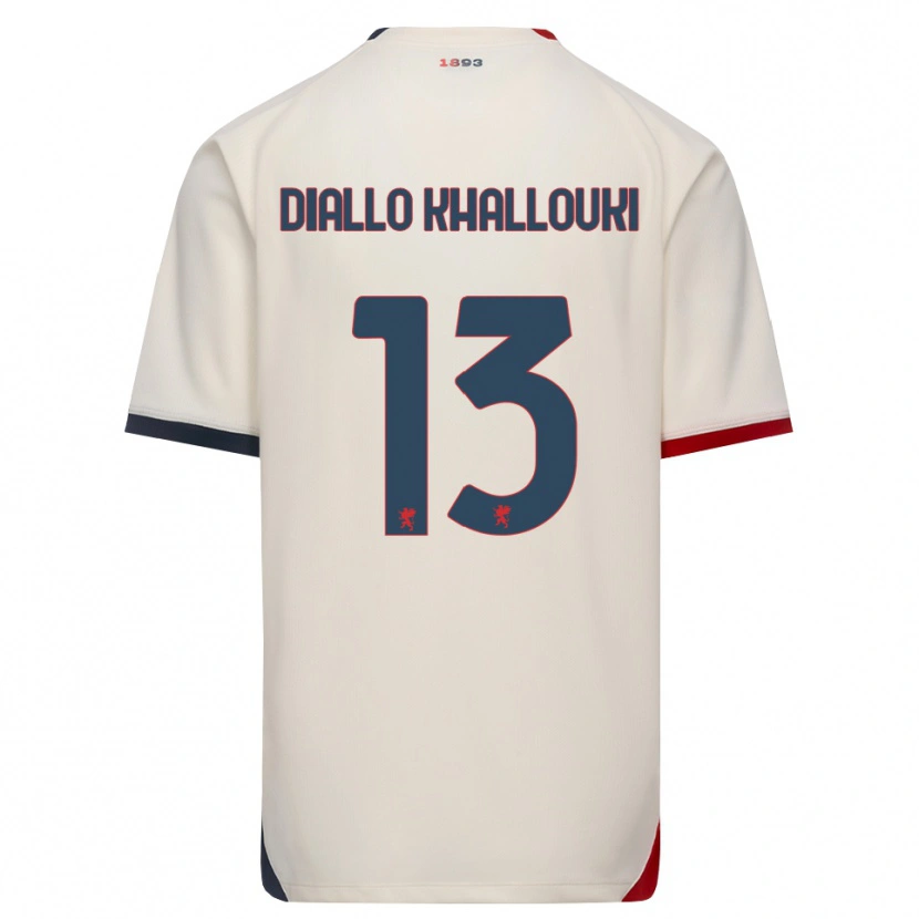 Danxen Bambino Maglia Siaka Diallo Khallouki #13 Bianco Avorio Rosso Kit Gara Away 2026/27 Maglietta