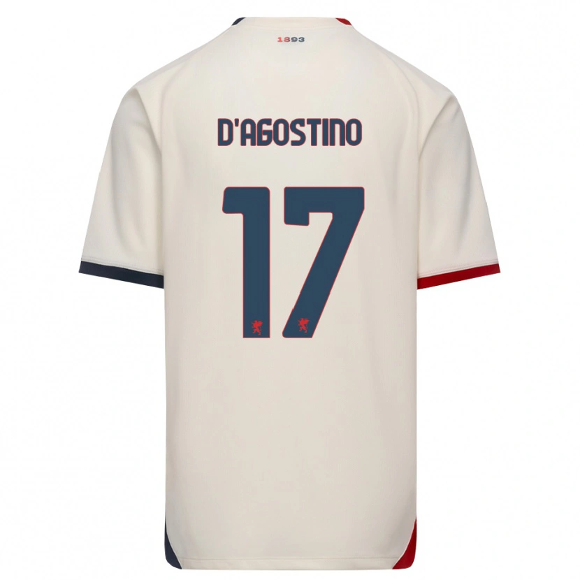 Danxen Bambino Maglia Riccardo D'agostino #17 Bianco Avorio Rosso Kit Gara Away 2026/27 Maglietta