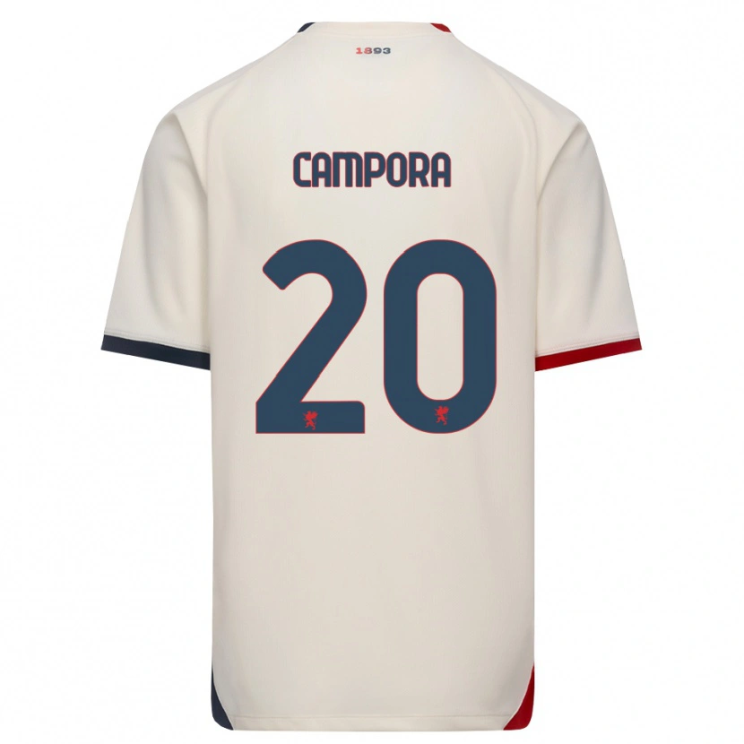 Danxen Bambino Maglia Alice Campora #20 Bianco Avorio Rosso Kit Gara Away 2026/27 Maglietta