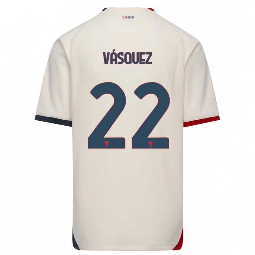 Danxen Bambino Maglia Johan Vásquez #22 Bianco Avorio Rosso Kit Gara Away 2026/27 Maglietta
