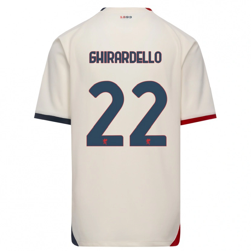 Danxen Bambino Maglia Tommaso Ghirardello #22 Bianco Avorio Rosso Kit Gara Away 2026/27 Maglietta