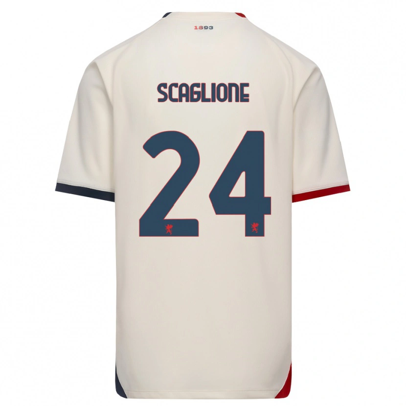 Danxen Bambino Maglia Roberto Scaglione #24 Bianco Avorio Rosso Kit Gara Away 2026/27 Maglietta