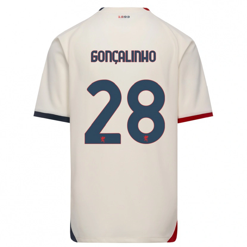 Danxen Bambino Maglia João Gonçalinho #28 Bianco Avorio Rosso Kit Gara Away 2026/27 Maglietta