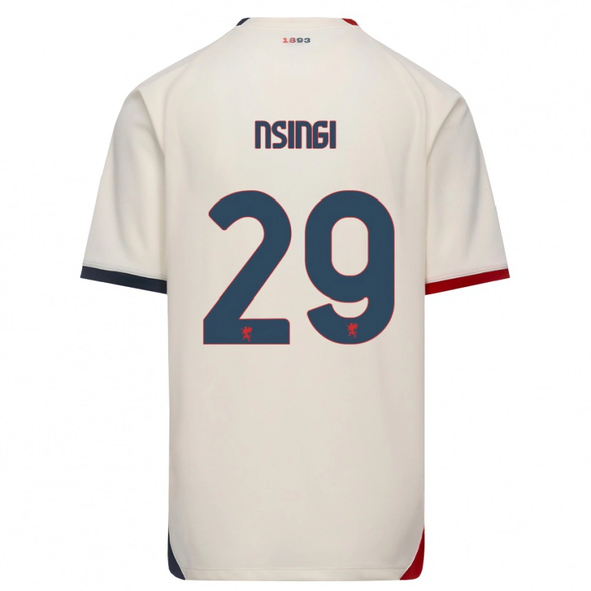 Danxen Bambino Maglia Jayden Nsingi #29 Bianco Avorio Rosso Kit Gara Away 2026/27 Maglietta